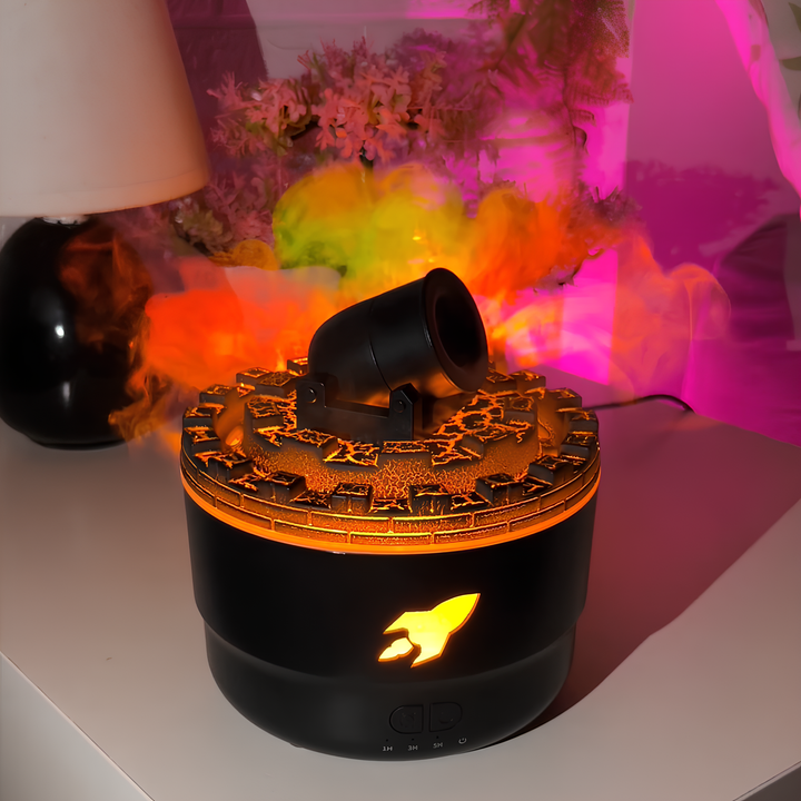 Unisex cannon humidifier with LED lighting, perfect for aromatherapy and air diffusion.