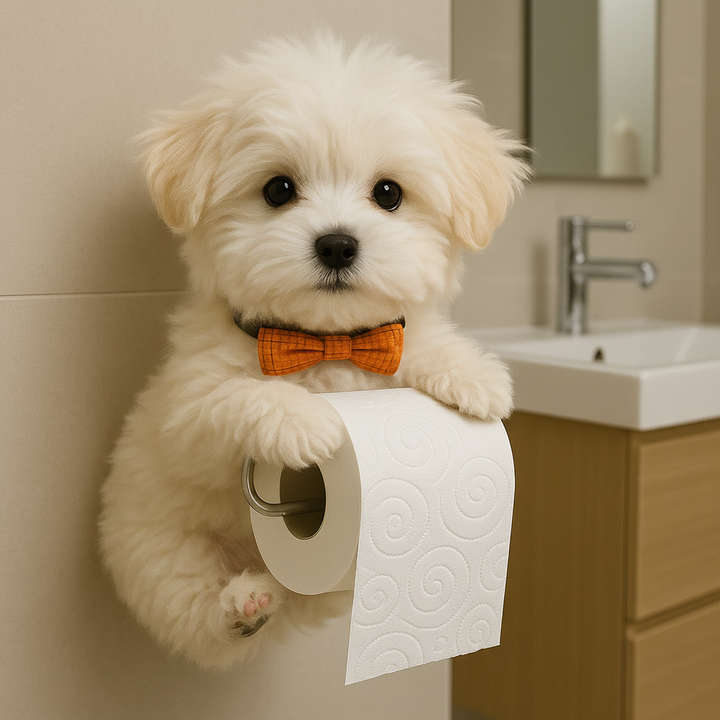 Decorative dog-shaped toilet paper holder, WuffKeeper, perfect pet lover gift for bathrooms