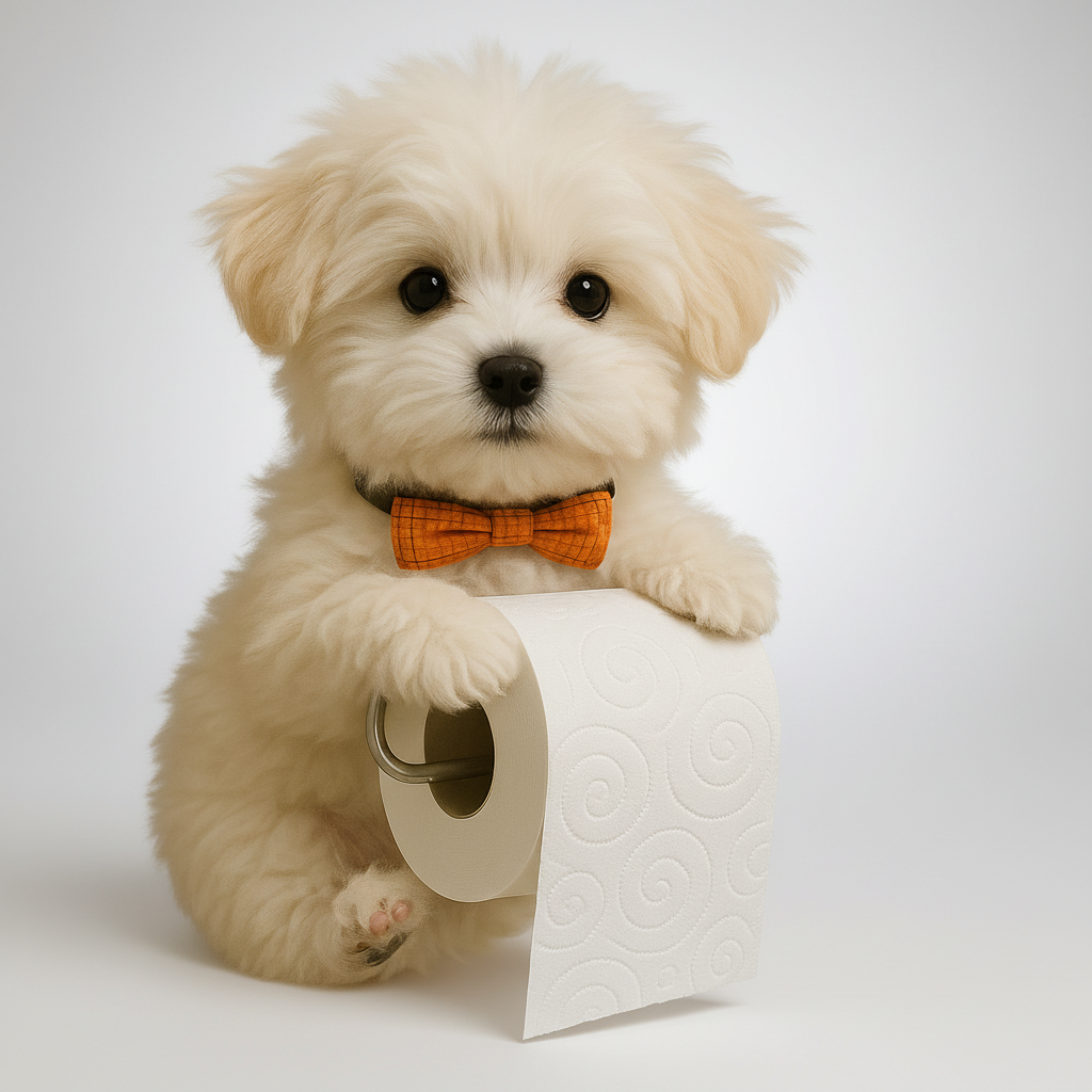Unisex dog toilet paper holder in resin, WuffKeeper, home accent no drill installation