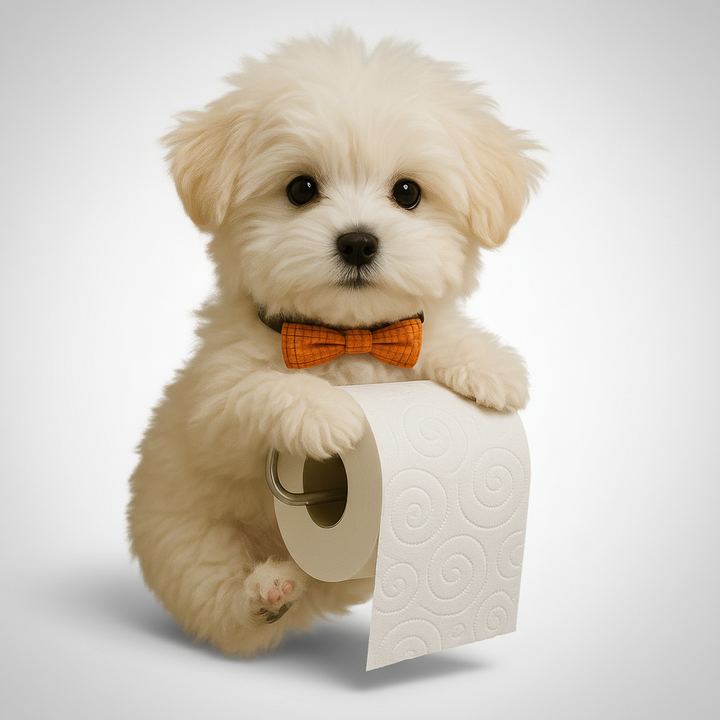 WuffKeeper dog toilet paper holder, novelty item, easy no-drill setup for any bathroom