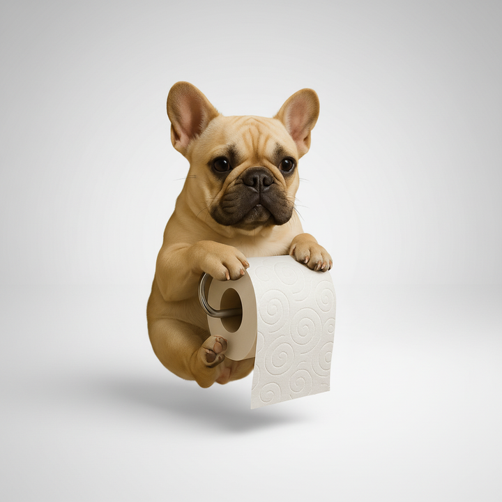 Bathroom interior showcasing WuffKeeper decorative dog toilet paper holder, stylish home accent