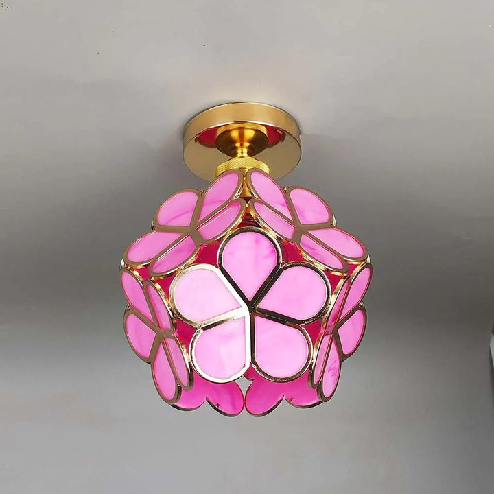 Beautiful flower pattern glass ceiling lamp, enhancing any home's decor with artistic & modern light.