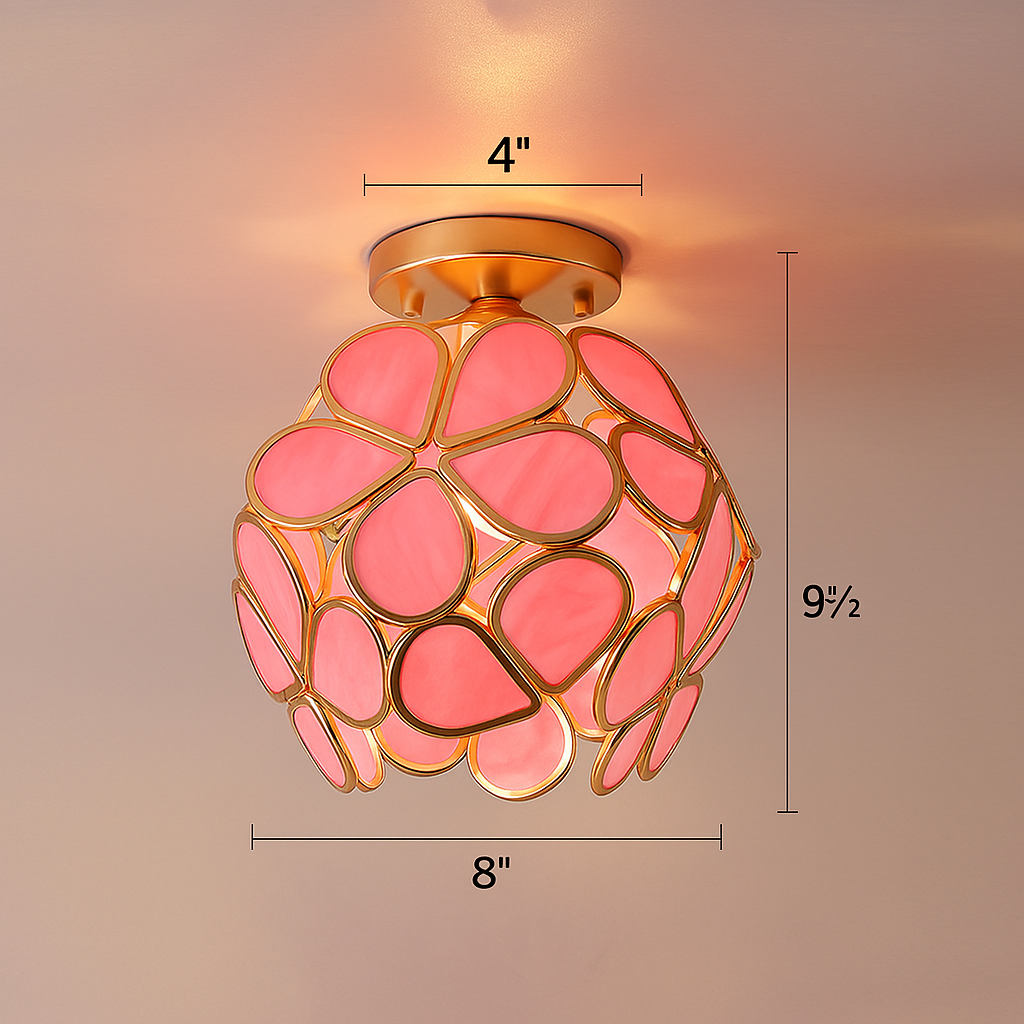 Contemporary decorative glass floral ceiling lamp, elegant flower pattern light for modern home interiors.