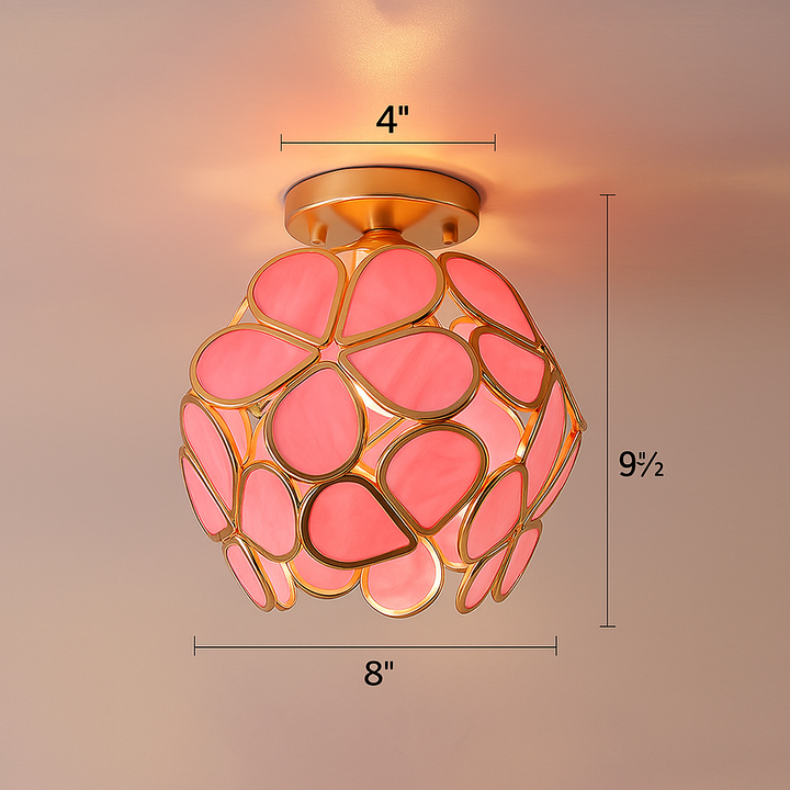 Contemporary decorative glass floral ceiling lamp, elegant flower pattern light for modern home interiors.