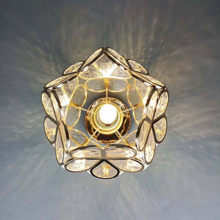 Sophisticated floral glass ceiling lamp, adding an elegant touch to any home's interior design.