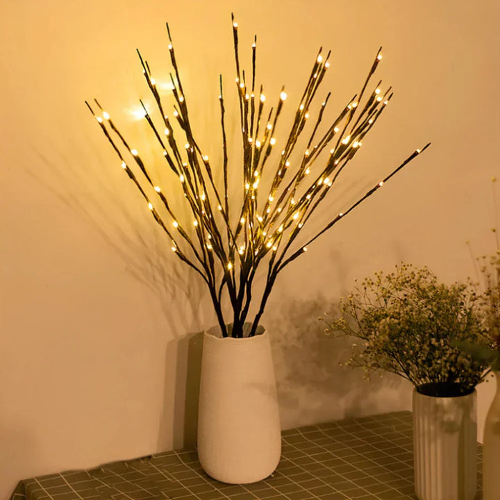 Decorative LED illuminated branches, warm white light, nature inspired home decor