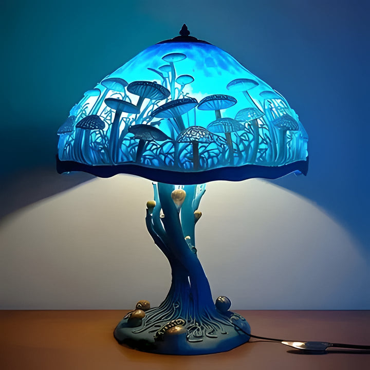 Nature-inspired stained glass table lamp, decorative and unique lighting for living room decor.