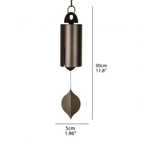Bronze-finish Deep Resonance Serenity Bell, a unique metal garden accent and peaceful wind chime.