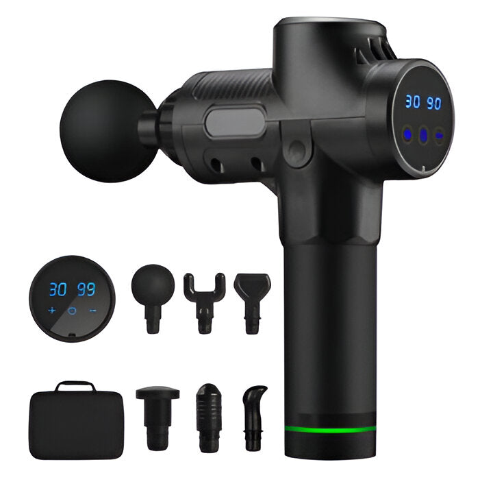 Unisex percussion massager for deep tissue muscle relief, pain management & post-workout recovery. Portable design.