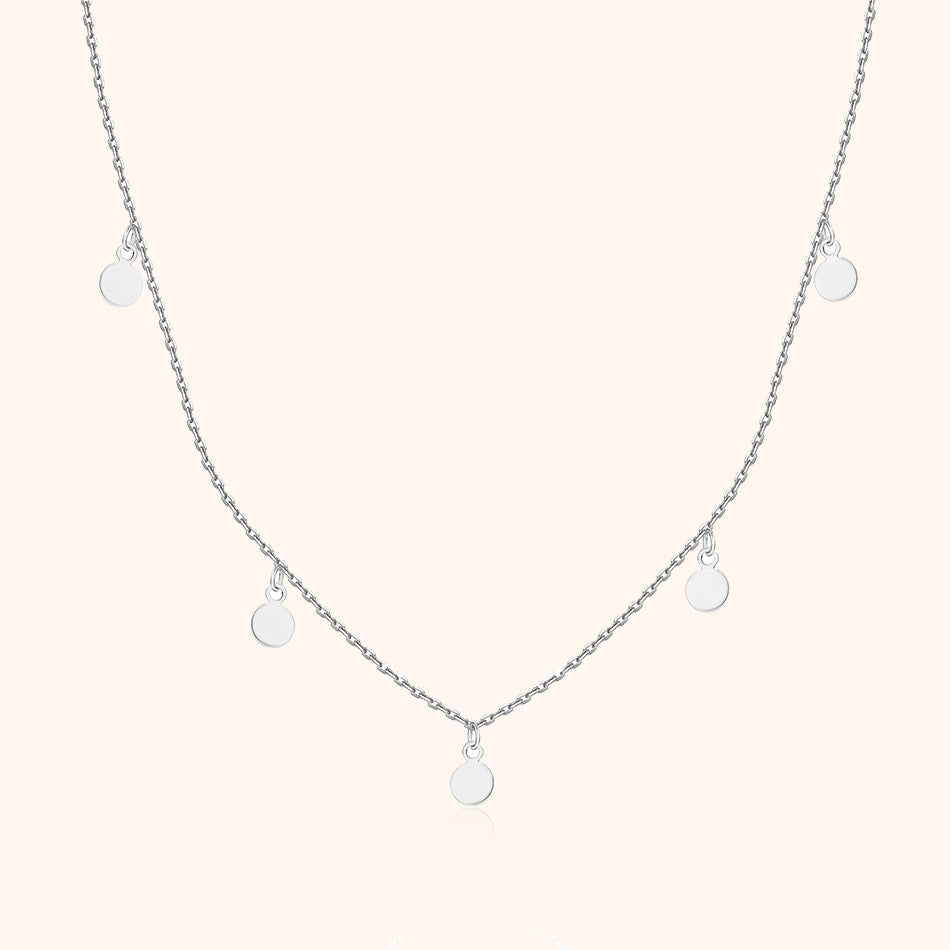Minimalist women's small circle pendant necklace, gold plated sterling silver. Delicate, adjustable jewelry, a perfect gift.