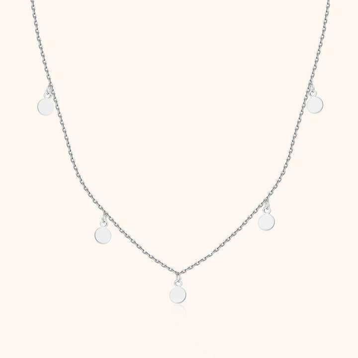 Minimalist women's small circle pendant necklace, gold plated sterling silver. Delicate, adjustable jewelry, a perfect gift.