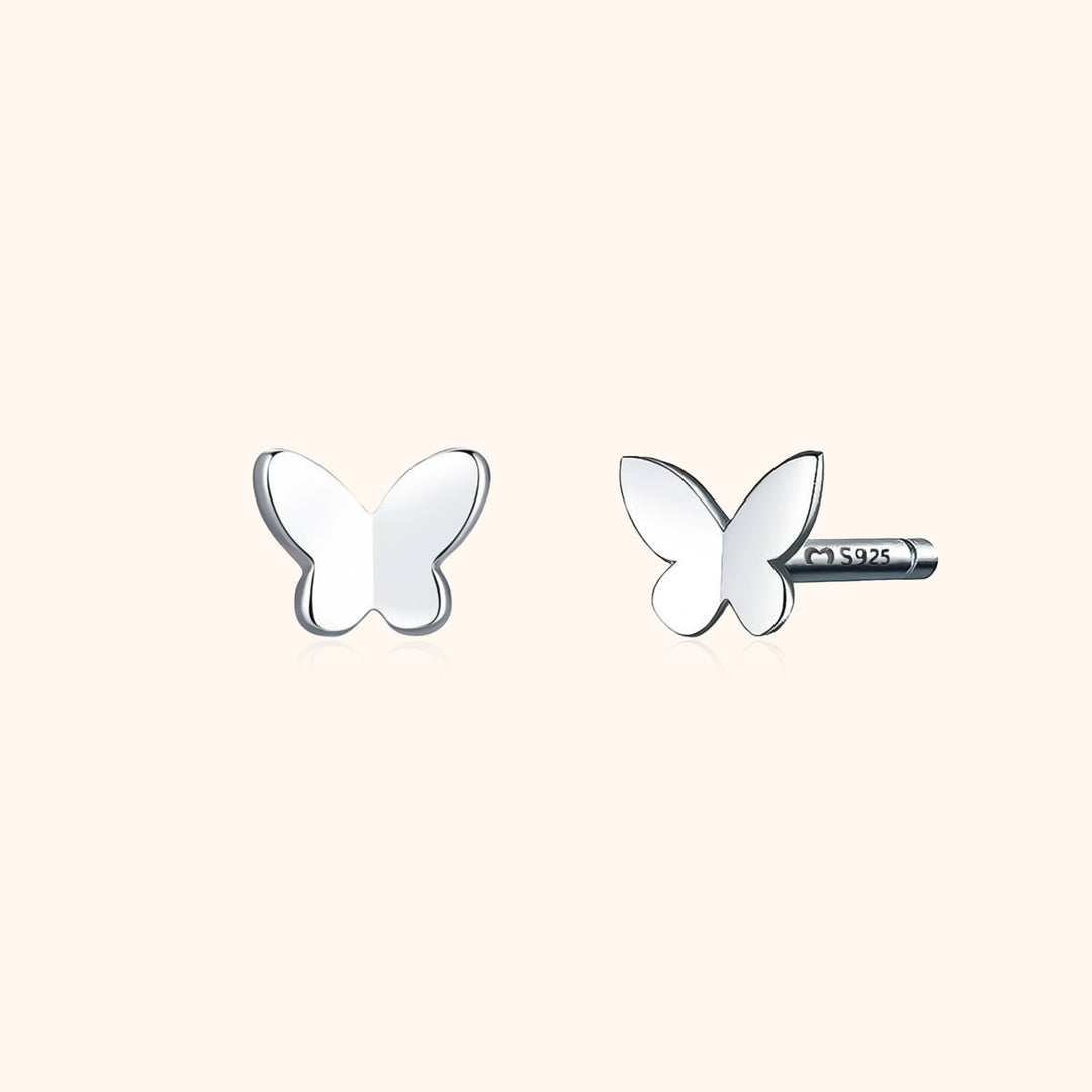 Delicate gold-plated sterling silver butterfly stud earrings for women, perfect for everyday wear.