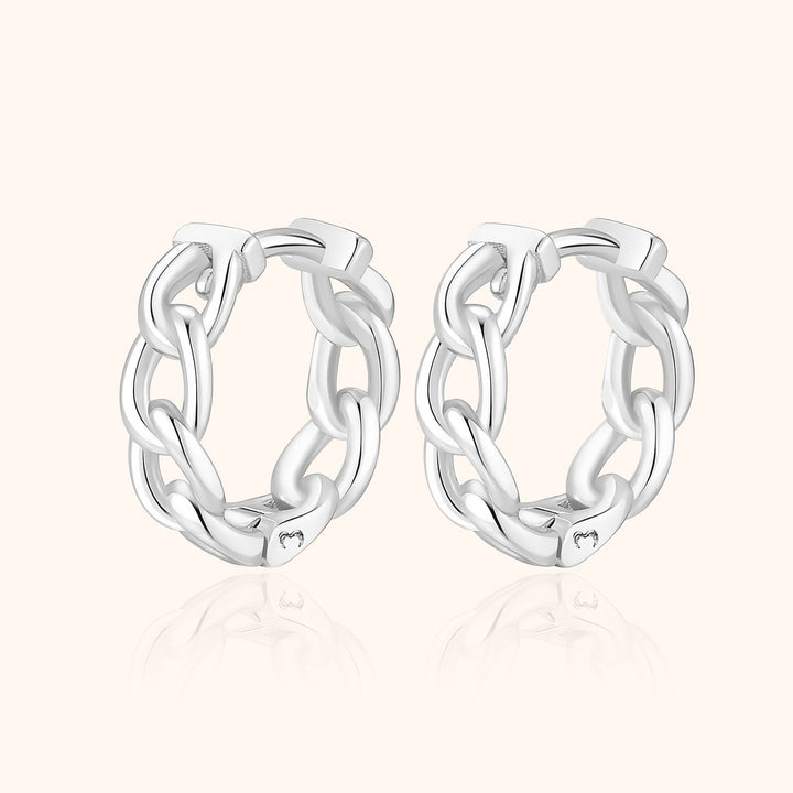 Delicate gold plated sterling silver chain link stud earrings for women. Modern, elegant jewelry, perfect gift.
