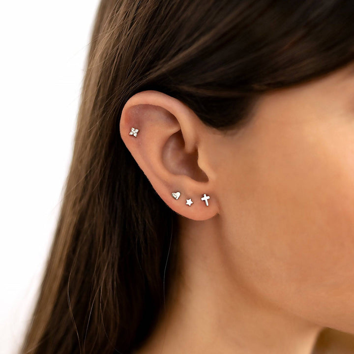 Minimalist star stud earrings, delicate gold plated sterling silver for women, elegant everyday celestial jewelry.