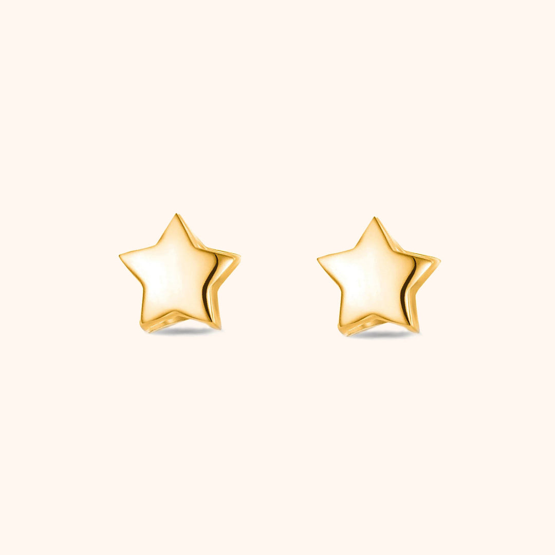 Gold plated sterling silver star stud earrings, delicate women's jewelry, minimalist design, ideal for everyday celestial style.