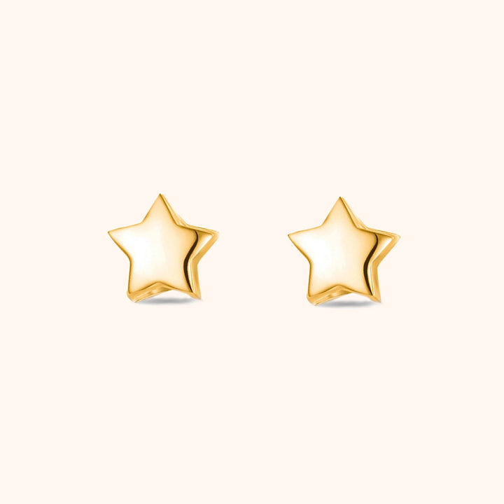 Gold plated sterling silver star stud earrings, delicate women's jewelry, minimalist design, ideal for everyday celestial style.