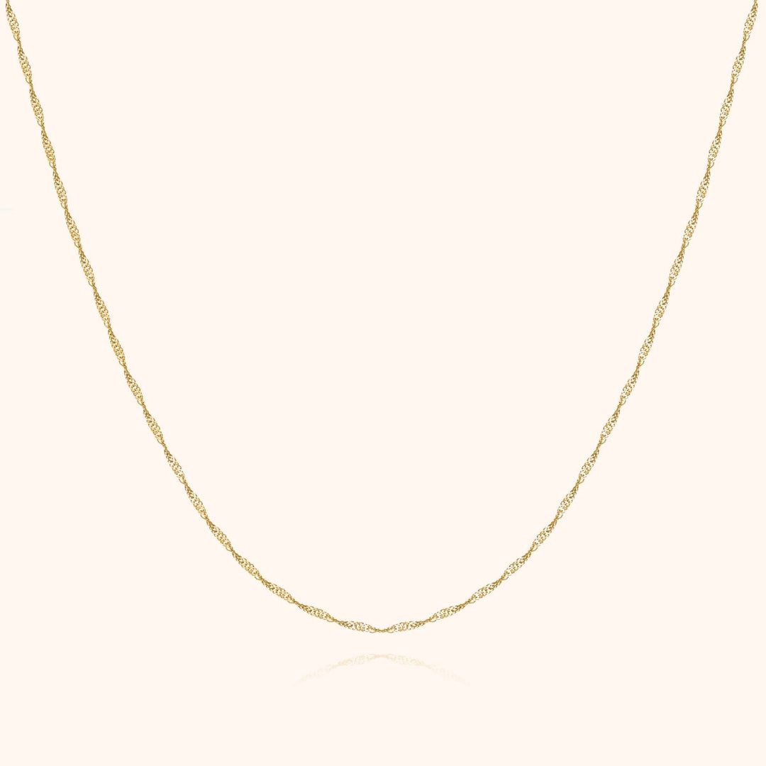 Delicate gold plated sterling silver wavy pendant necklace for women, adjustable & elegant.