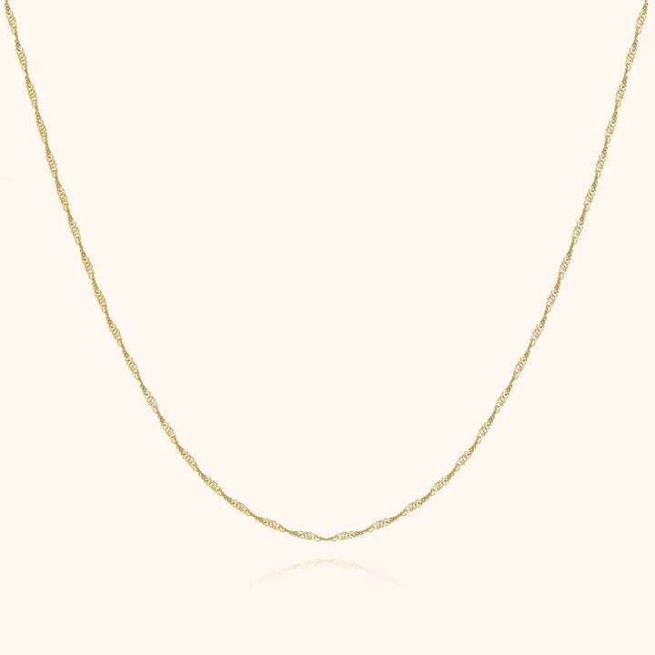 Delicate gold plated sterling silver wavy pendant necklace for women, adjustable & elegant.