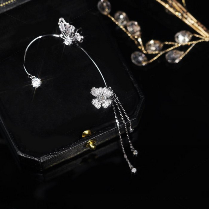 Gift-boxed delicate gold butterfly drop earrings, ready for presentation, womens jewelry