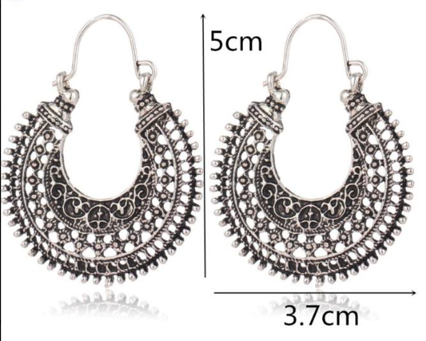 Elegant delicate Tibetan 925 sterling silver filigree earrings for women, perfect for a subtle boho touch.