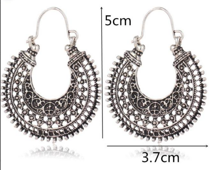 Elegant delicate Tibetan 925 sterling silver filigree earrings for women, perfect for a subtle boho touch.