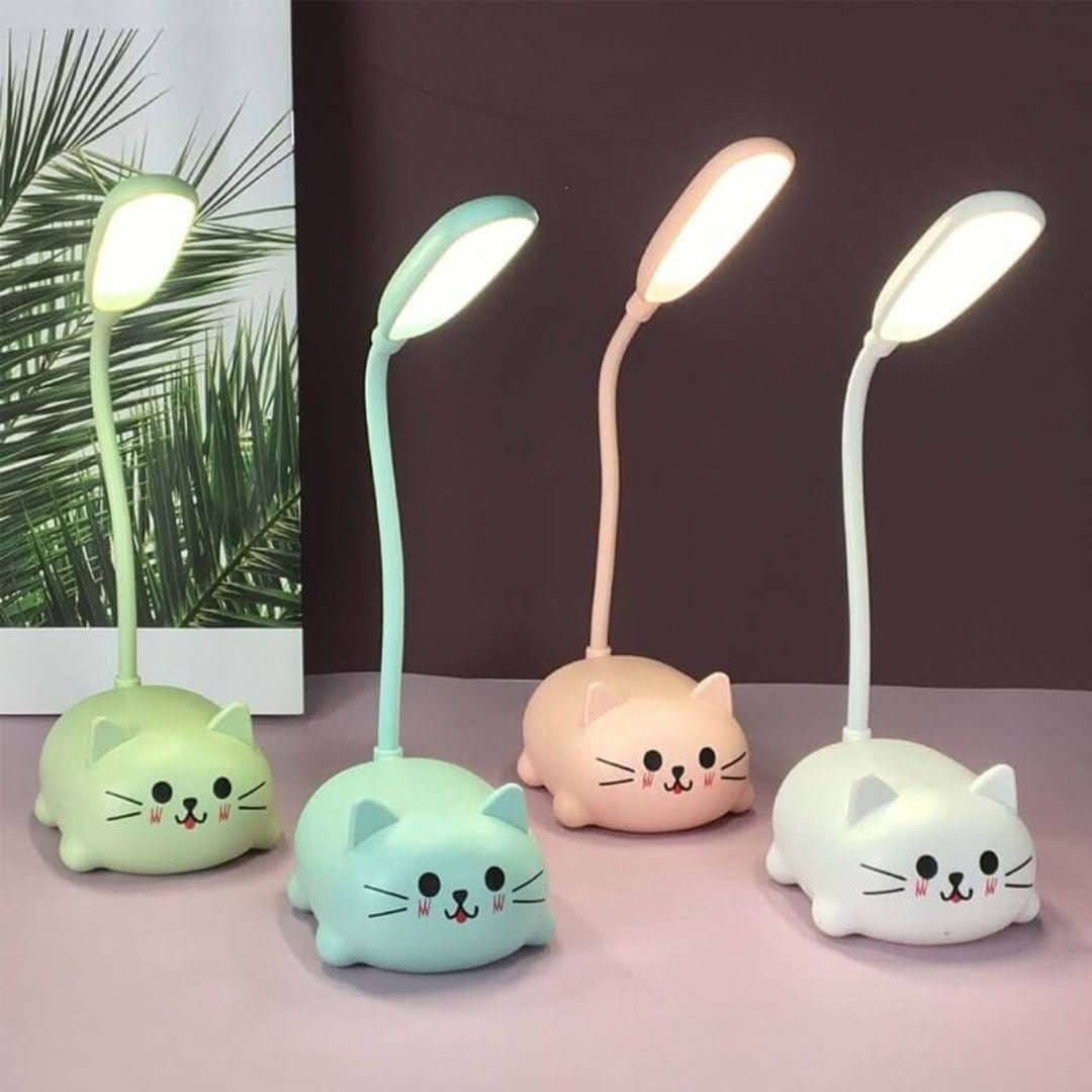 Deskpurr cat-shaped desk lamp, minimalist white design for a modern home office or student desk.