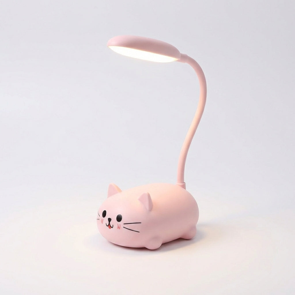 Deskpurr cute cat lamp, a unique office accessory and portable table light for any desk setup.