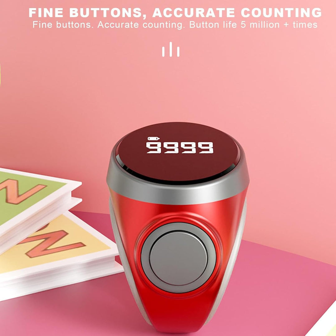 Two digital finger counter rings, black, 4-digit display, shown side-by-side