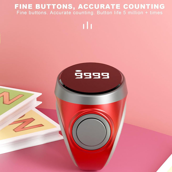 Two digital finger counter rings, black, 4-digit display, shown side-by-side