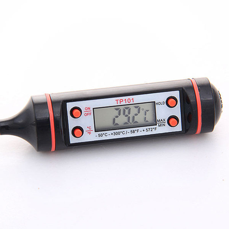 Easy-to-read digital cooking thermometer, ideal kitchen tool for all food temperature needs.