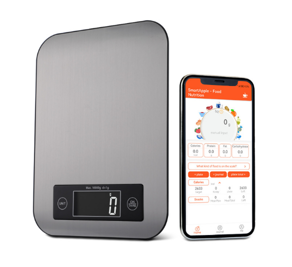 Digital kitchen food scale for precise measurements, baking, and cooking accuracy.
