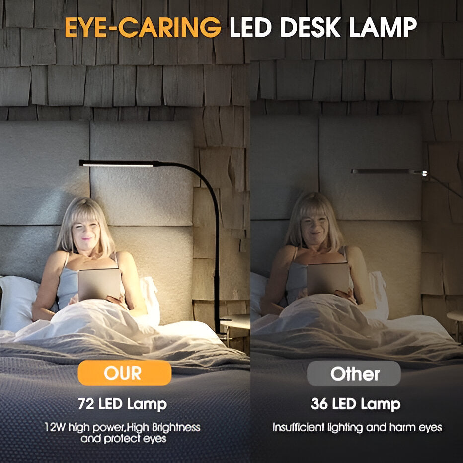 Adjustable LED task light with flexible gooseneck & clamp, USB lamp, providing optimal lighting for any space.