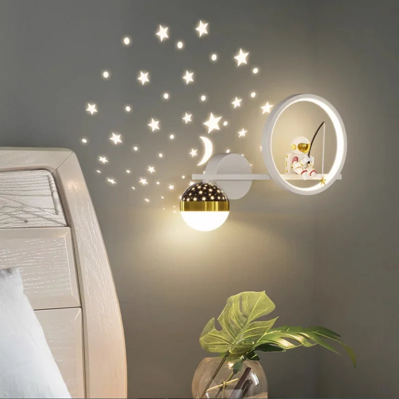 Stylish modern kids' LED wall lamp, a dimmable star light for nursery, bedroom, or playroom decor.