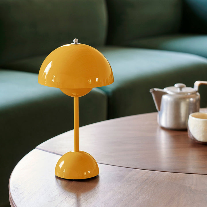 Wireless dimmable LED lamp, sleek MoonGlow design, ideal for bedroom mood lighting & interior design.
