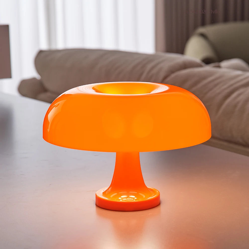 Dimmable Modern Mushroom LED Table Lamp for desks & bedside. Adjustable brightness, aesthetic home & office decor.