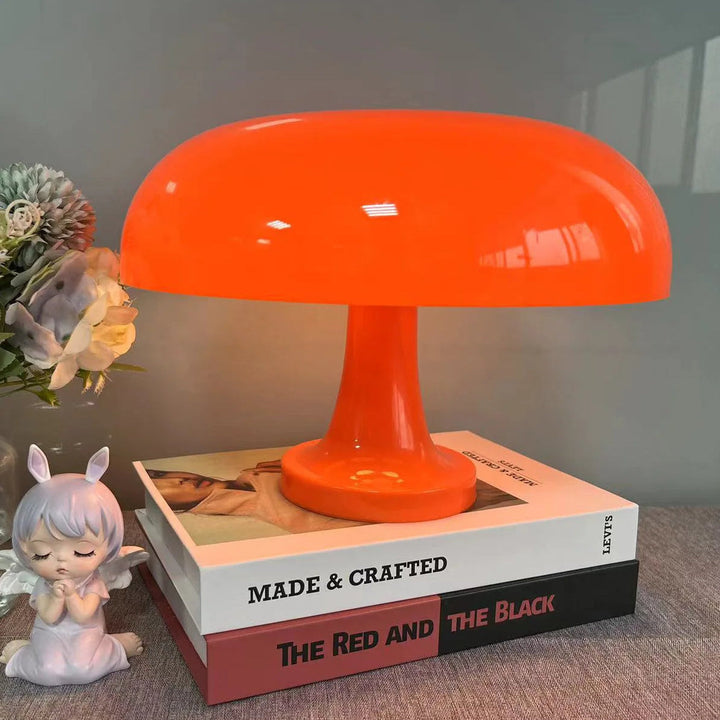 Sleek Dimmable LED Mushroom Desk Lamp. Modern aesthetic, perfect for office, reading, or bedside with adjustable light.