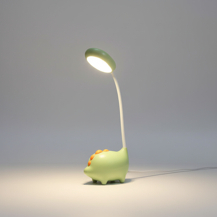 Childrens dino LED table lamp, touch control, eye-friendly, rechargeable, perfect night light.