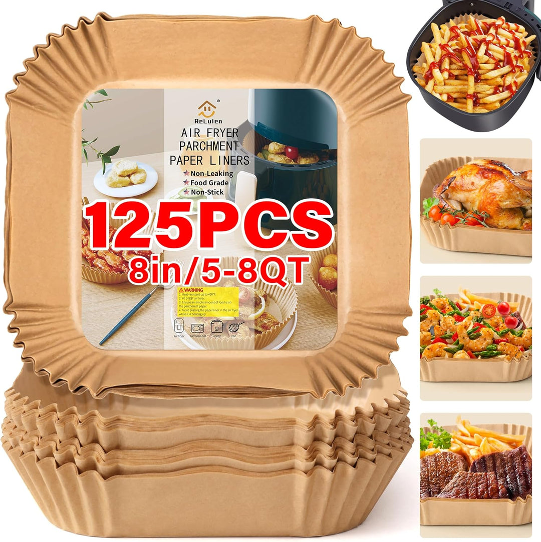 White non-stick air fryer parchment liners, prevents food from sticking, home kitchen
