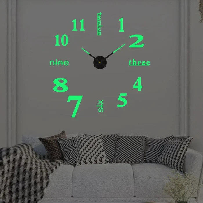 Versatile DIY modern wall clock, customizable & luminous for updated home decor.
