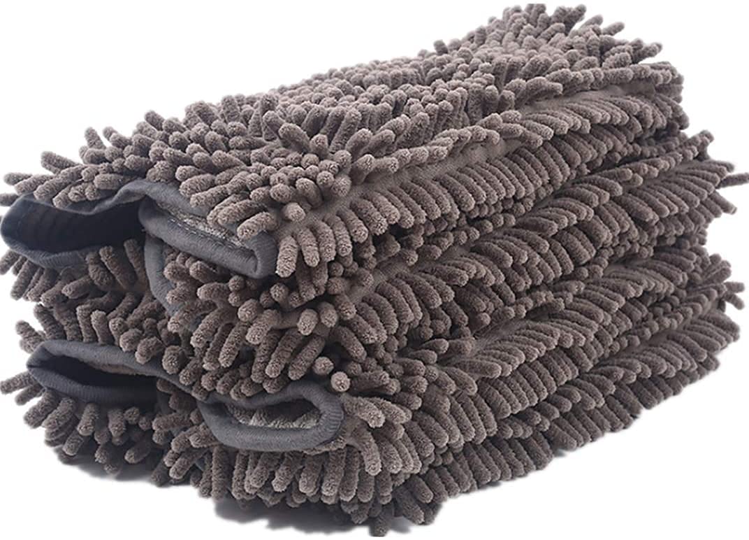 Microfiber dog towel with embroidered paw print, a stylish and absorbent pet accessory.