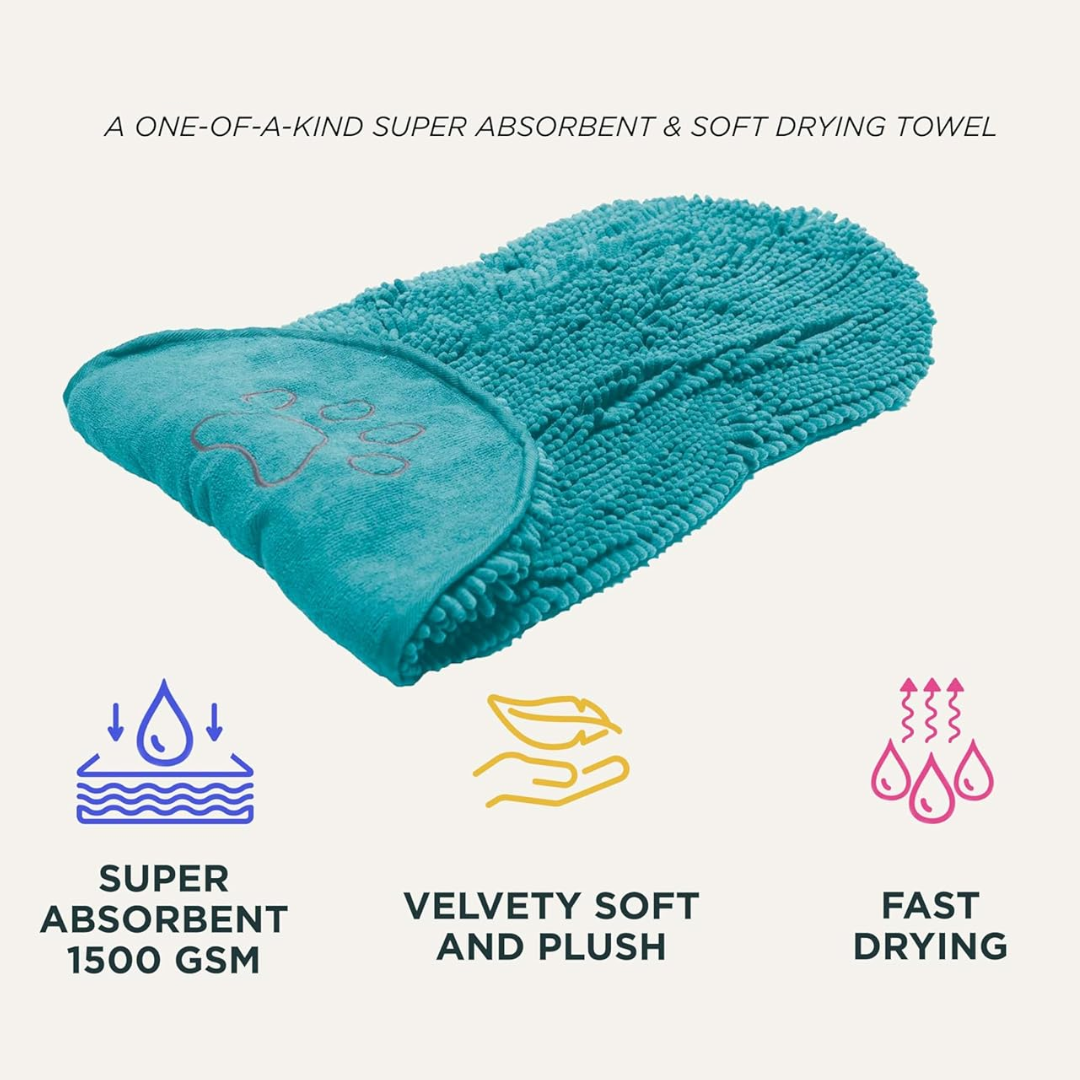 Folded quick-dry microfiber dog towel, perfect pet care accessory for absorbent drying.