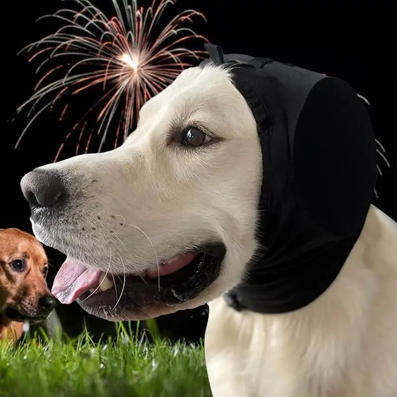 Dog noise reduction ear muffs for anxiety relief & comfort. Pet hearing protection shield for stress-free environments.