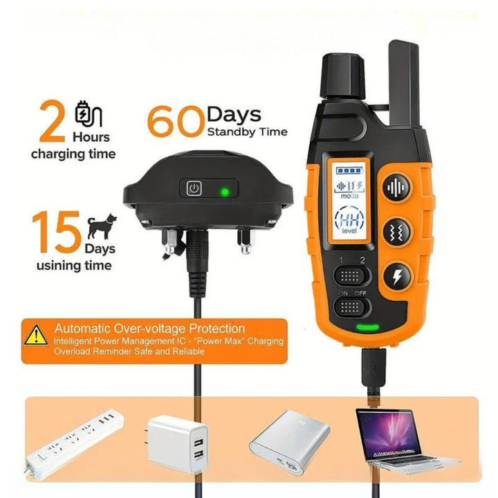 Waterproof & rechargeable dog training collar, durable e-collar for all weather pet obedience.