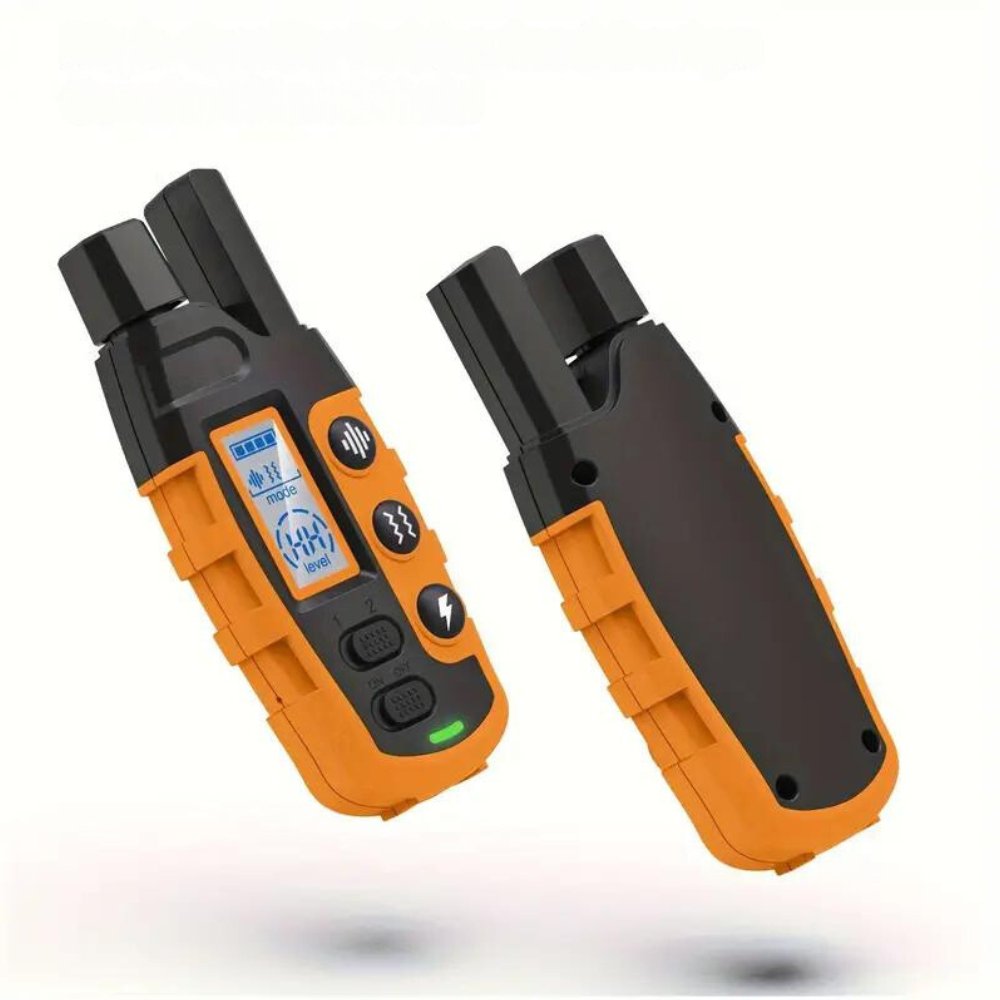 Close-up of the waterproof receiver of the dog training collar, ideal for behavior correction.