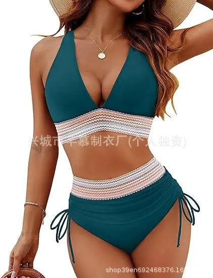 Women's Trendy High Waist Quick-Dry Bikini Swimsuit Set