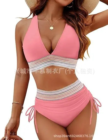 Women's Trendy High Waist Quick-Dry Bikini Swimsuit Set
