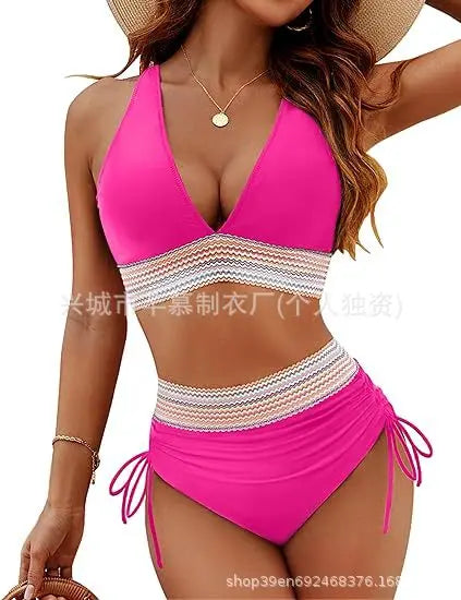 Women's Trendy High Waist Quick-Dry Bikini Swimsuit Set