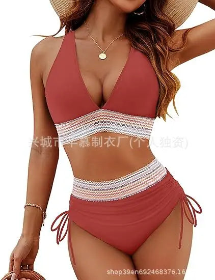 Women's Trendy High Waist Quick-Dry Bikini Swimsuit Set