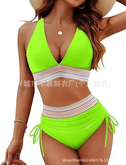 Women's Trendy High Waist Quick-Dry Bikini Swimsuit Set