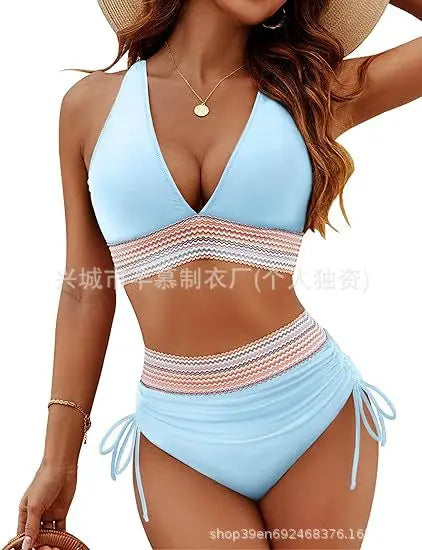 Women's Trendy High Waist Quick-Dry Bikini Swimsuit Set
